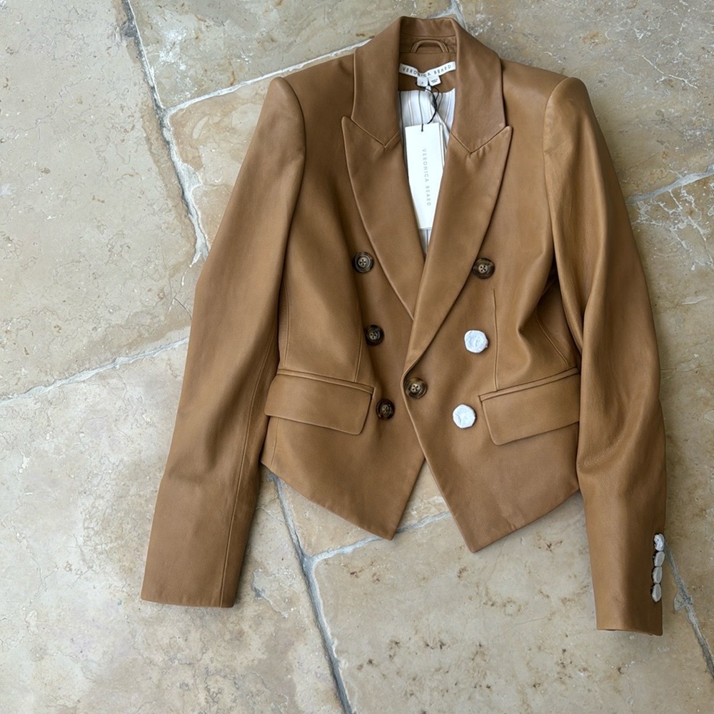Spectacular brown leather Veronica beard Dickie jacket, BRAND NEW with tags